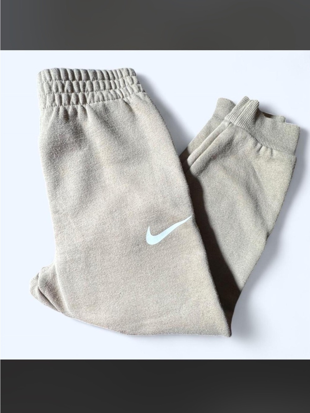 Boys Nike Kids Light Tan Sweatpants with White Swoosh